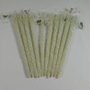 Lot of 10 Holiday Home White Glittered Twisted Icicle Christmas Ornaments 12" Lg